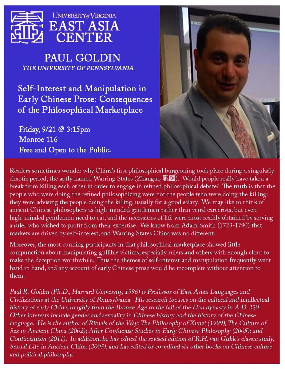 Paul Goldin Talk - Self Interest and Manipulation in Early Chinese Texts