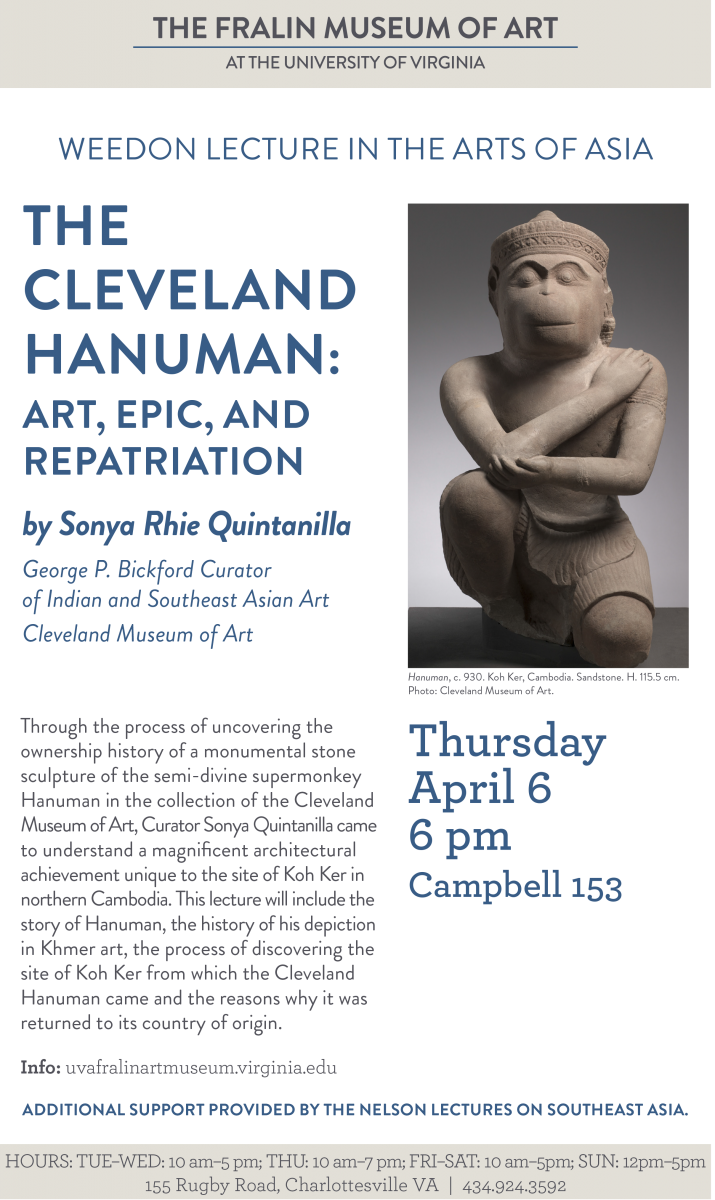 Sonya Rhie Quintanilla - The Cleveland Hunaman: Art, Epic, and Repatriation (6:00pm @ Campbell 153)