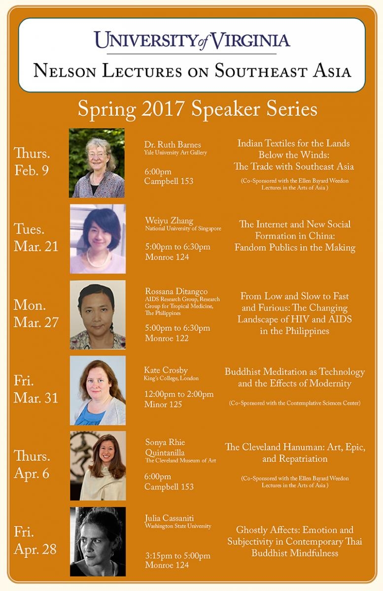 Nelson Lectures on Southeast Asia Spring 2017 Flyer