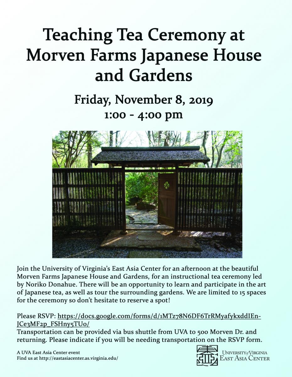 Teaching Tea Ceremony at Morven Farms Japanese House and Gardens flyer