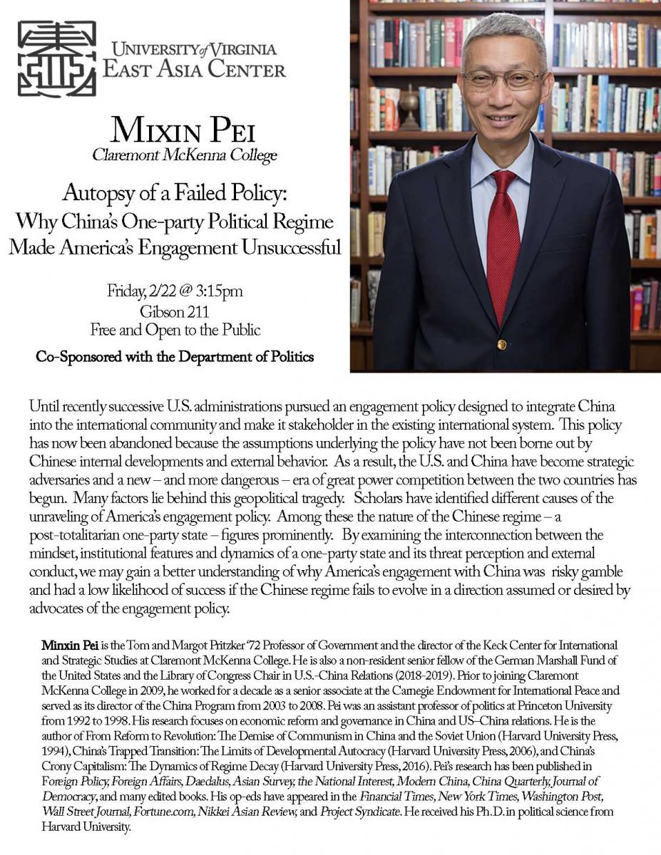 "Autopsy of a Failed Policy: Why China’s One-Party Political Regime Made America’s Engagement Unsuccessful" flyer