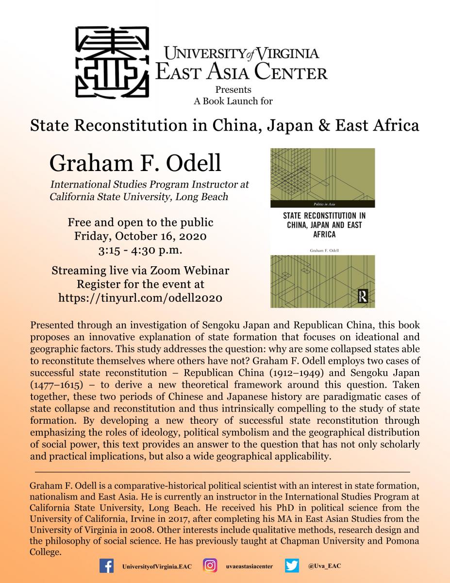 Book Launch: State Reconstitution in China, Japan and East Africa flyer
