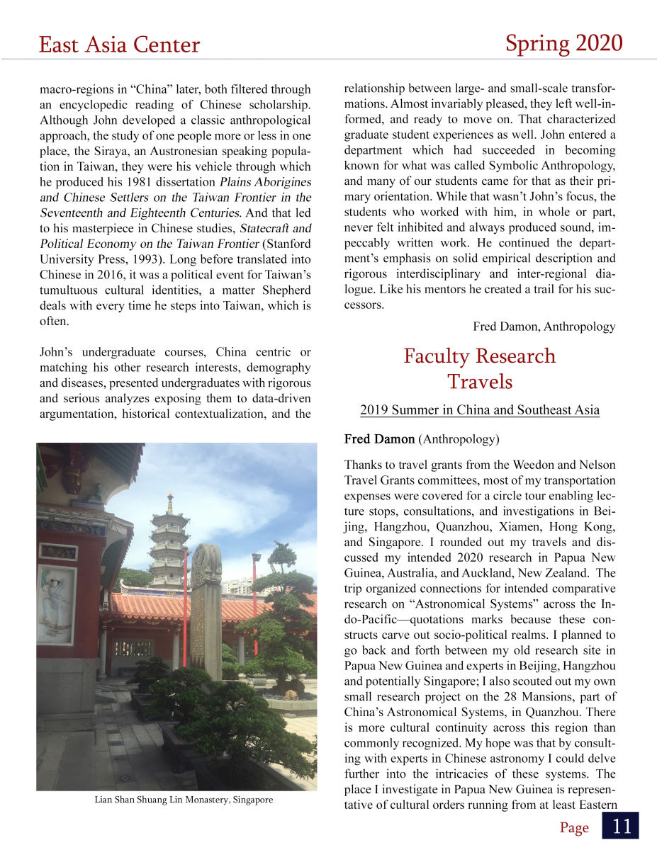 The East Asia Center Newsletter Spring 2020 Part 11