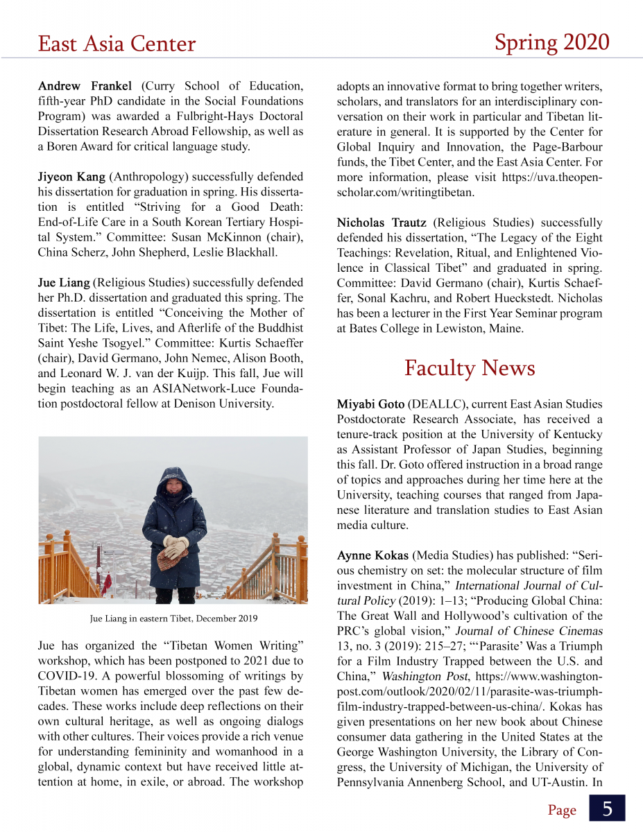 The East Asia Center Newsletter Spring 2020 Part 5