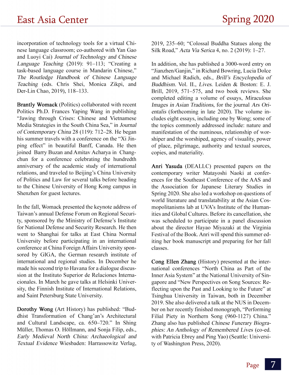 The East Asia Center Newsletter Spring 2020 Part 7