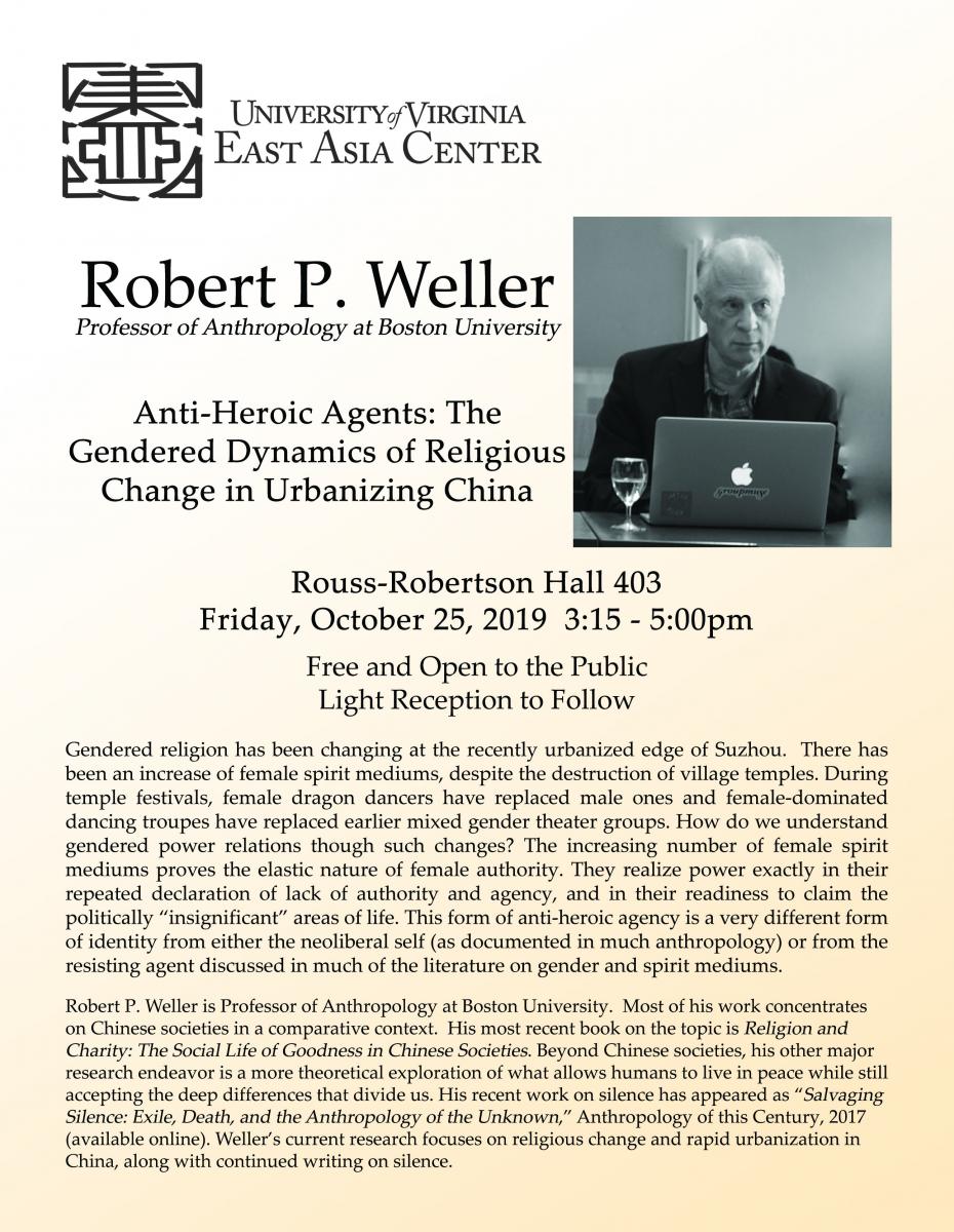 Robert Weller presents "Anti-Heroic Agents" flyer